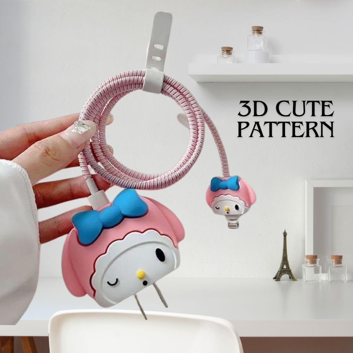 Imaginea 3D Cute Cartoon Pattern Charger Cover for iPhone Charger Only18W & 20W USB-C Power Adapter Silicon Charger Cover with 360-degree Full Protection Cover (Pink Kitty) (B0D33MFFSJ) Amazon Price History, Amazon Price Tracker