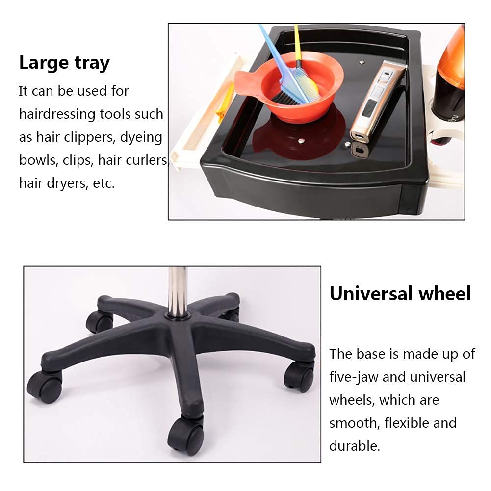 Carro de Almacenamiento Multifuncional, Carrito de Servicio doméstico para salón de Belleza, peluquería, con Bandeja de Servicio de 5 Ruedas, Carrito de Herramientas de a