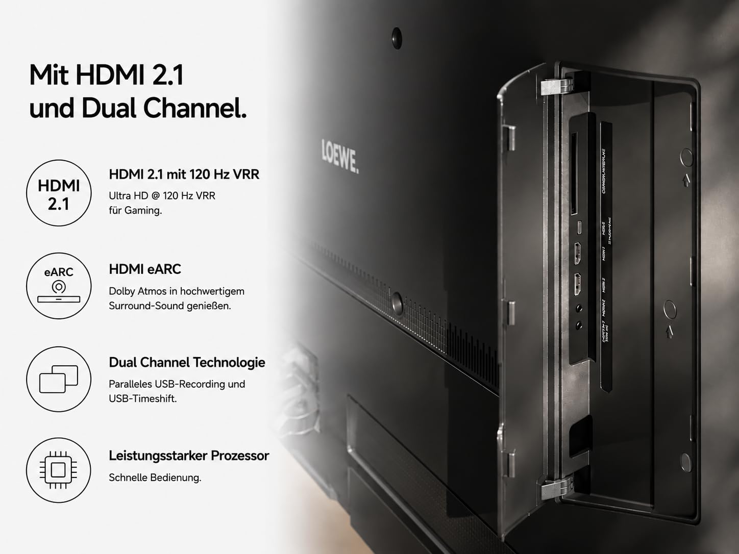 Telewizor Loewe vega 4K 32" Ultra HD Smart TV z Dolby Vision IQ, dwukanałowym dźwiękiem, HDMI 2.1, wbudowanym soundbarem i funkcją Smart Streaming