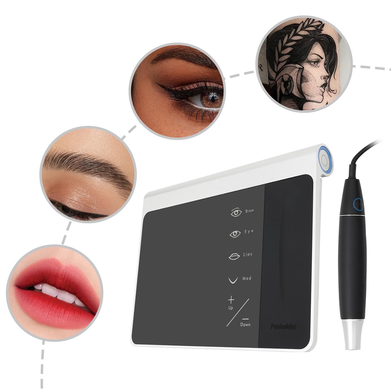 Máquina de tatuaje para cejas, herramienta de belleza precisa, de aluminio, 10.500 rpm, 10 velocidades ajustables, para cejas, delineador de ojos y más