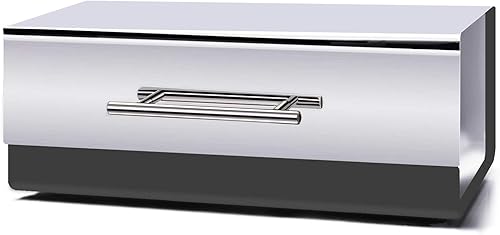 Panera de acero inoxidable con función Keep Fresh, contenedor de alimentos grande y multiusos, regalos de Navidad para cocina o encimera (rojo)