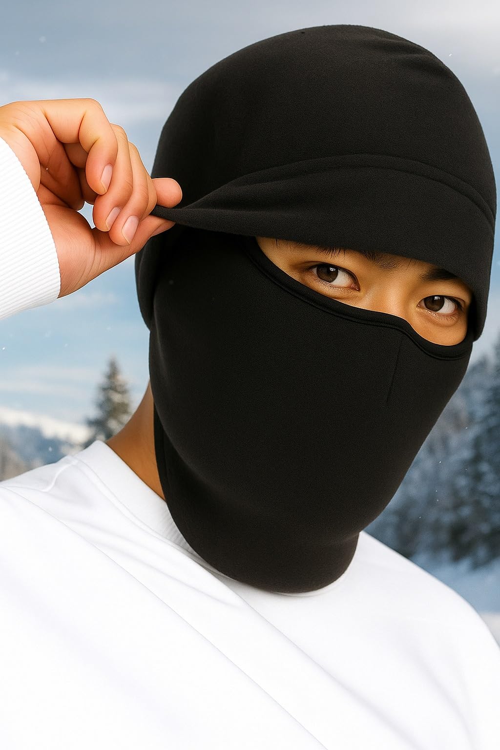 NORTHWIND Unisex Fleece 2-in-1 Hat Winter mask for Men Unisex Polar Fleece Thick Warm Full Cover Face Mask Winter Cap ski mask Winter Accessories for Men Cold Weather (Black) 4