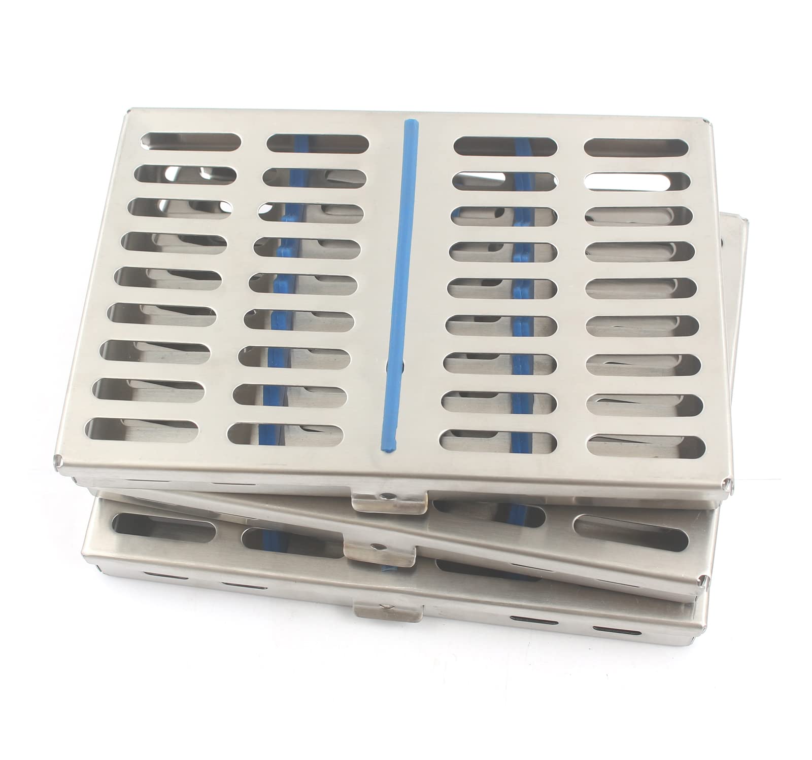 OdontoMed2011 German Grade Steel Set of 3 Dental Autoclave Sterilization Cassette Rack Box Tray for 10 Instrument ODM