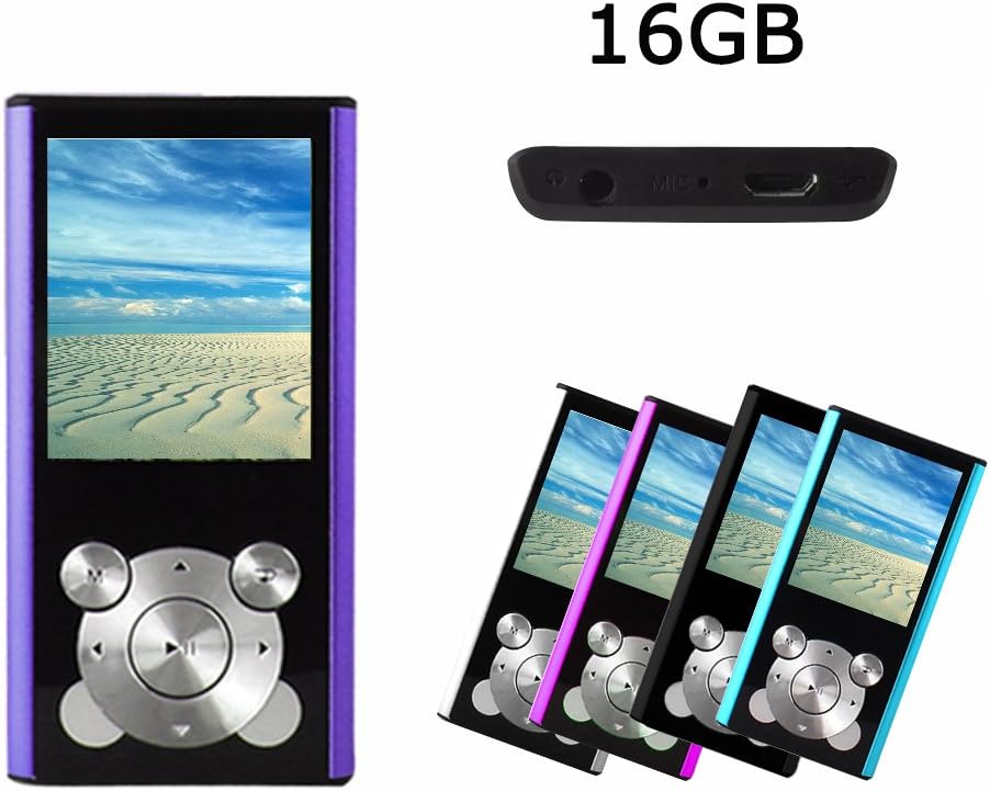 Crillutar 16GB MP3 Player MP4 Player Internal Memory Media purple