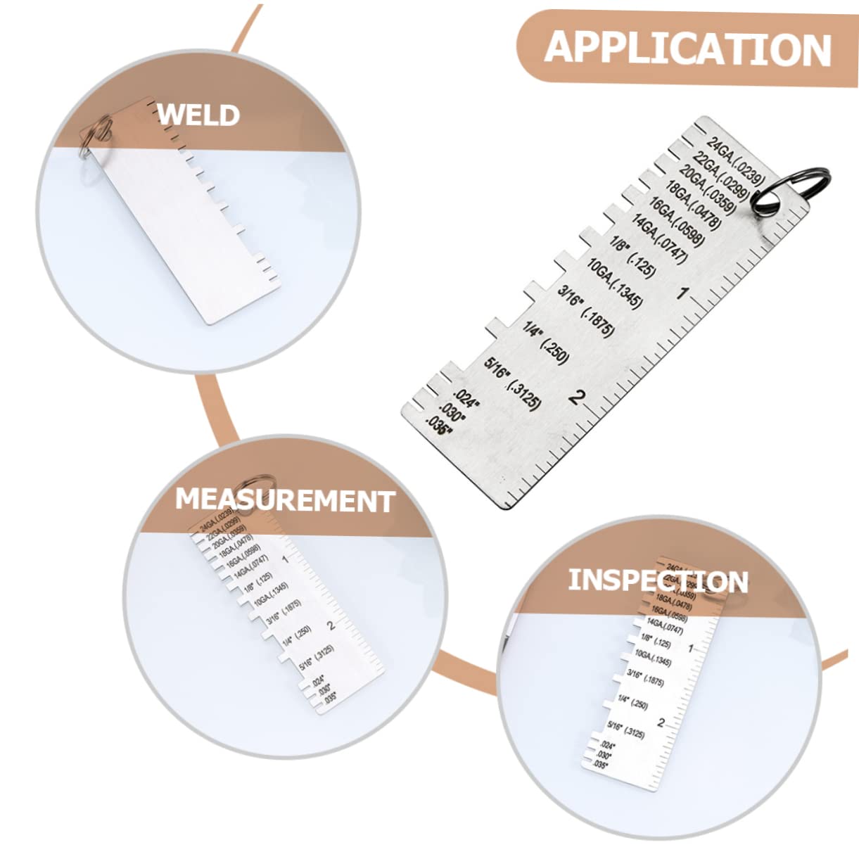 Veemoon Stainless Inspection Ruler 18 Gauge Steel Sheet Wire Gauge Measurement Tool Easy to Read Thickness Gauge