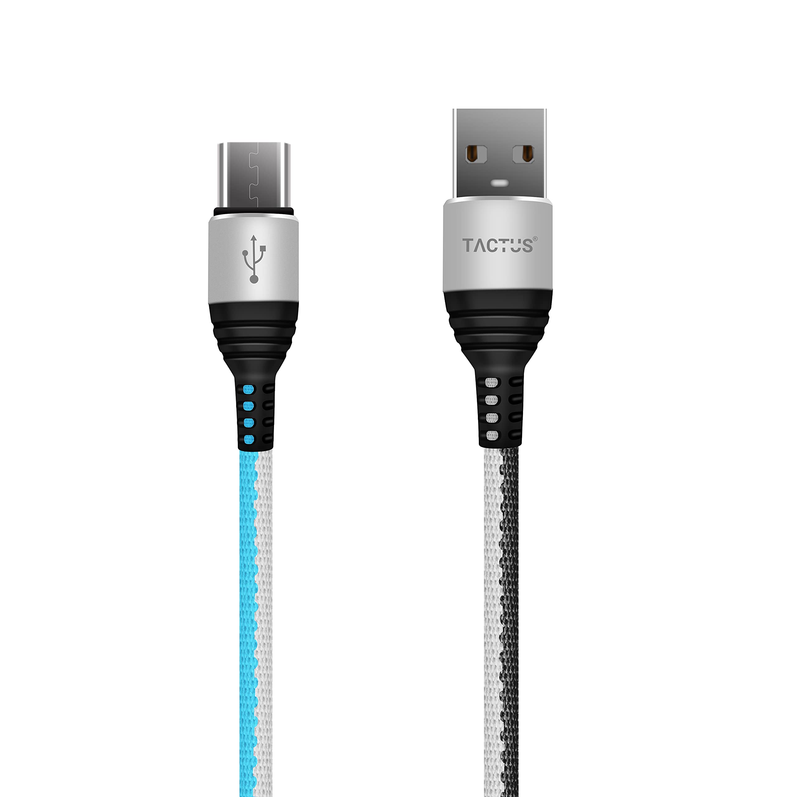 Tactus -Fabric Jacket Micro USB Data, Charging Cable (2.4A, Blue)