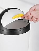 Vista 4 de Penguin Plastic Trash can - Cubo de basura con tapa para dormitorio, 7.5 litros/2 galones, cubo de basura para habitación de los niños, cubo