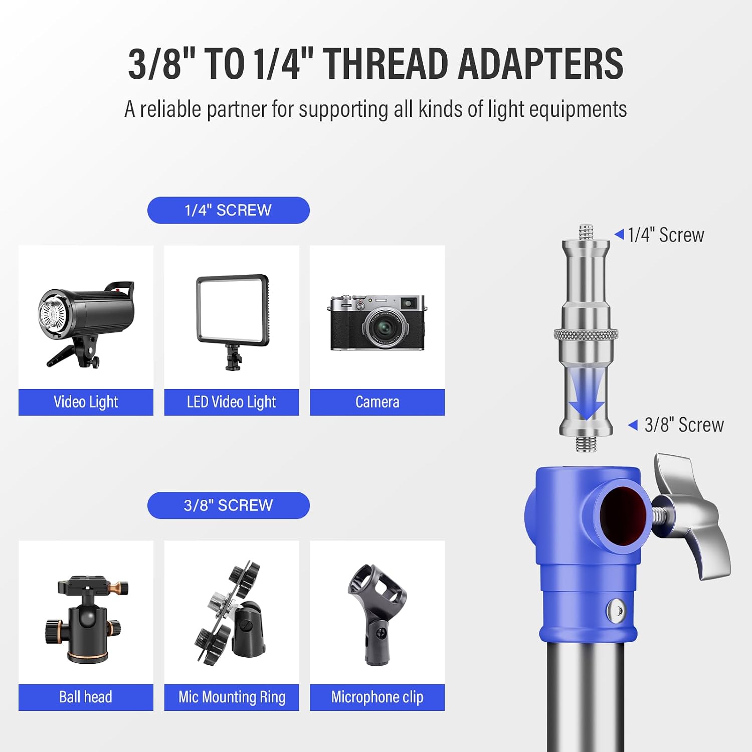 Heavy Duty Light Stand Photography, 9.1ft/280cm All Metal Tripod, Max Load 22lb/10kg, Air Pressure Buffer Light Stand,1/4” to 3/8” Adapter for Strobe/Ring Light/Monolight/Softbox