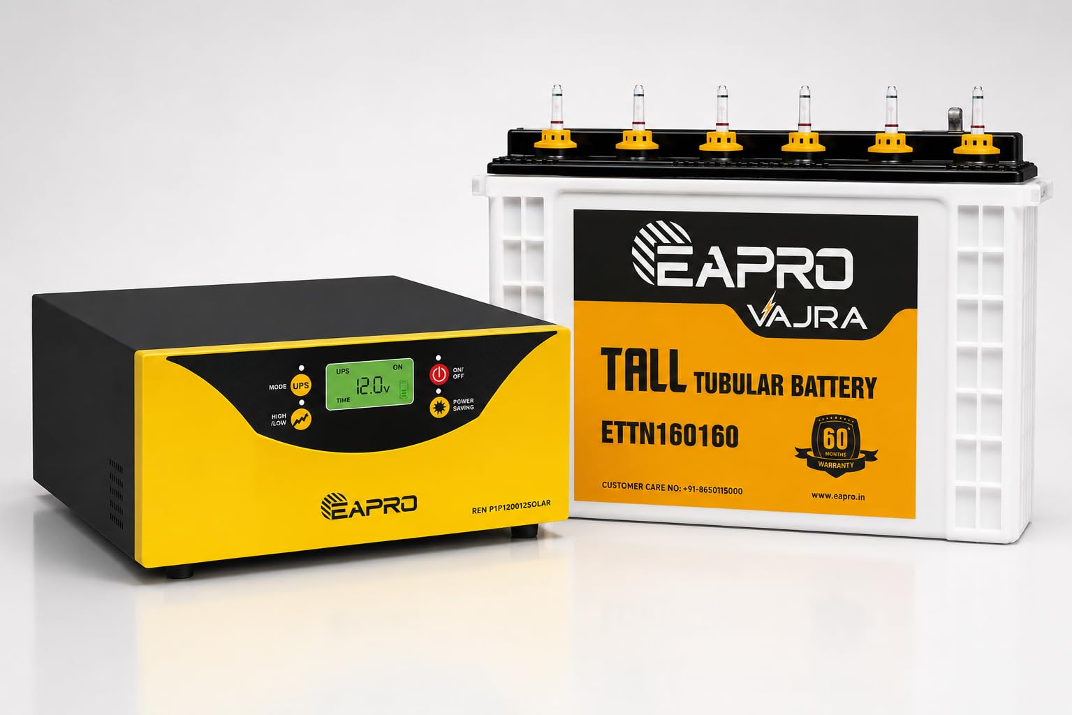 EAPRO Dynamo 1200 Solar PCU Inverter and Battery Combo, 1200VA, 12V, with 150Ah Tall Tubular Battery, Home Power Backup-image-25