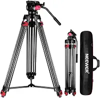 Tripé de Vídeo 200cm Profissional Tripé de Câmera de Liga de Alumínio com Cabeça de Arrasto Fluido de 360°, Placa de Liberação Rápida Compatível com Câmeras Dslr e Outras Câmeras de Vídeo