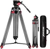 Tripé de Vídeo 200cm Neewer Profissional Tripé de Câmera de Liga de Alumínio com Cabeça de Arrasto Fluido de 360°, Placa de Liberação Rápida Compatível com Câmeras Dslr e Outras Câmeras de Vídeo