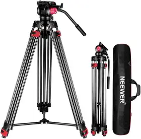 Tripé de Vídeo 200cm Profissional Tripé de Câmera de Liga de Alumínio com Cabeça de Arrasto Fluido de 360°, Placa de Liberação Rápida Compatível com Câmeras Dslr e Outras Câmeras de Vídeo
