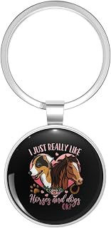 Horse Dog Horses And Dogs Stainless Steel Keychain with Ring