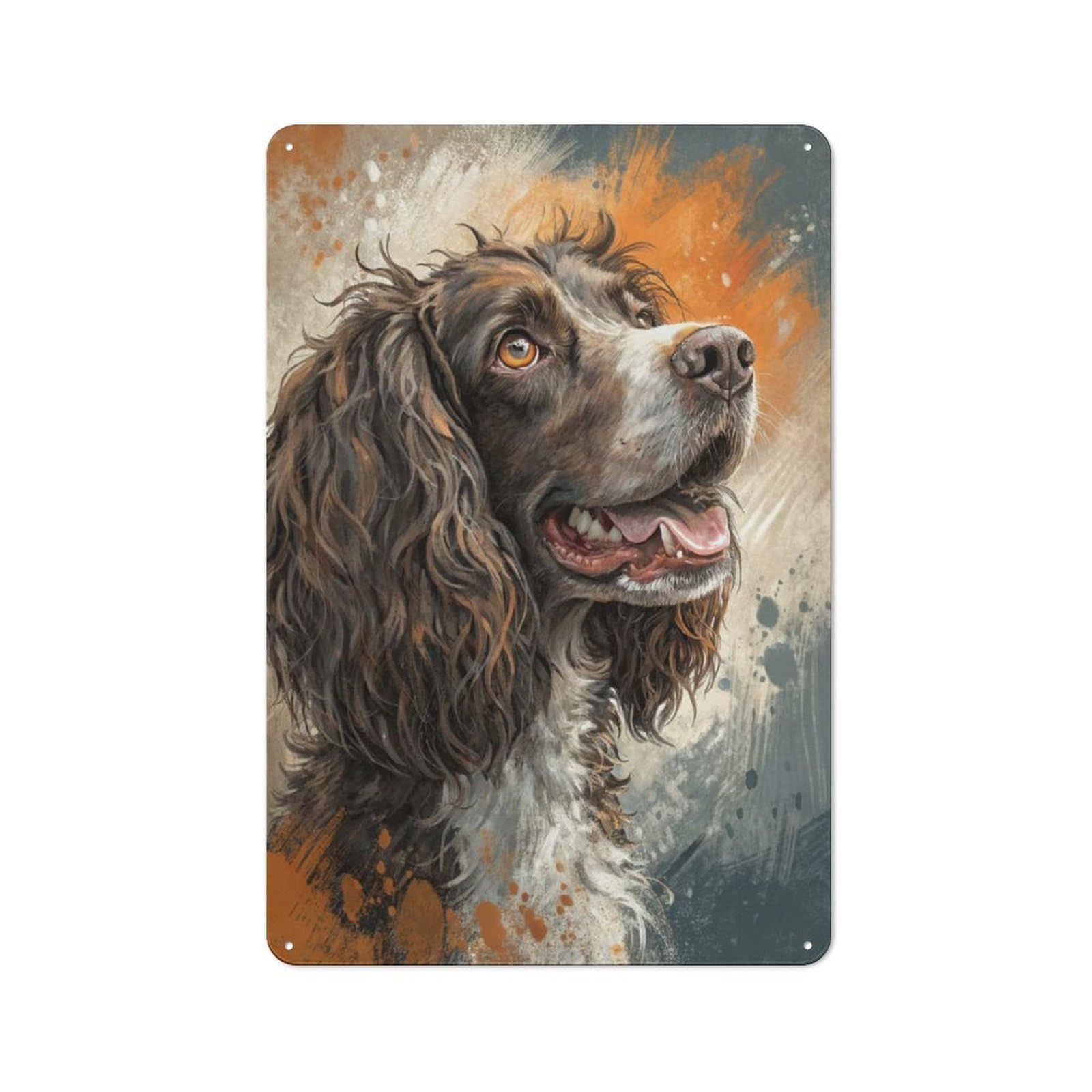 Junmoney Style-3 Springer Spaniel Portrait Tin Sign 30X20cm, Modern Vintage Creative Space Decor For Hobby Room, Office, Lounge Or Living Room