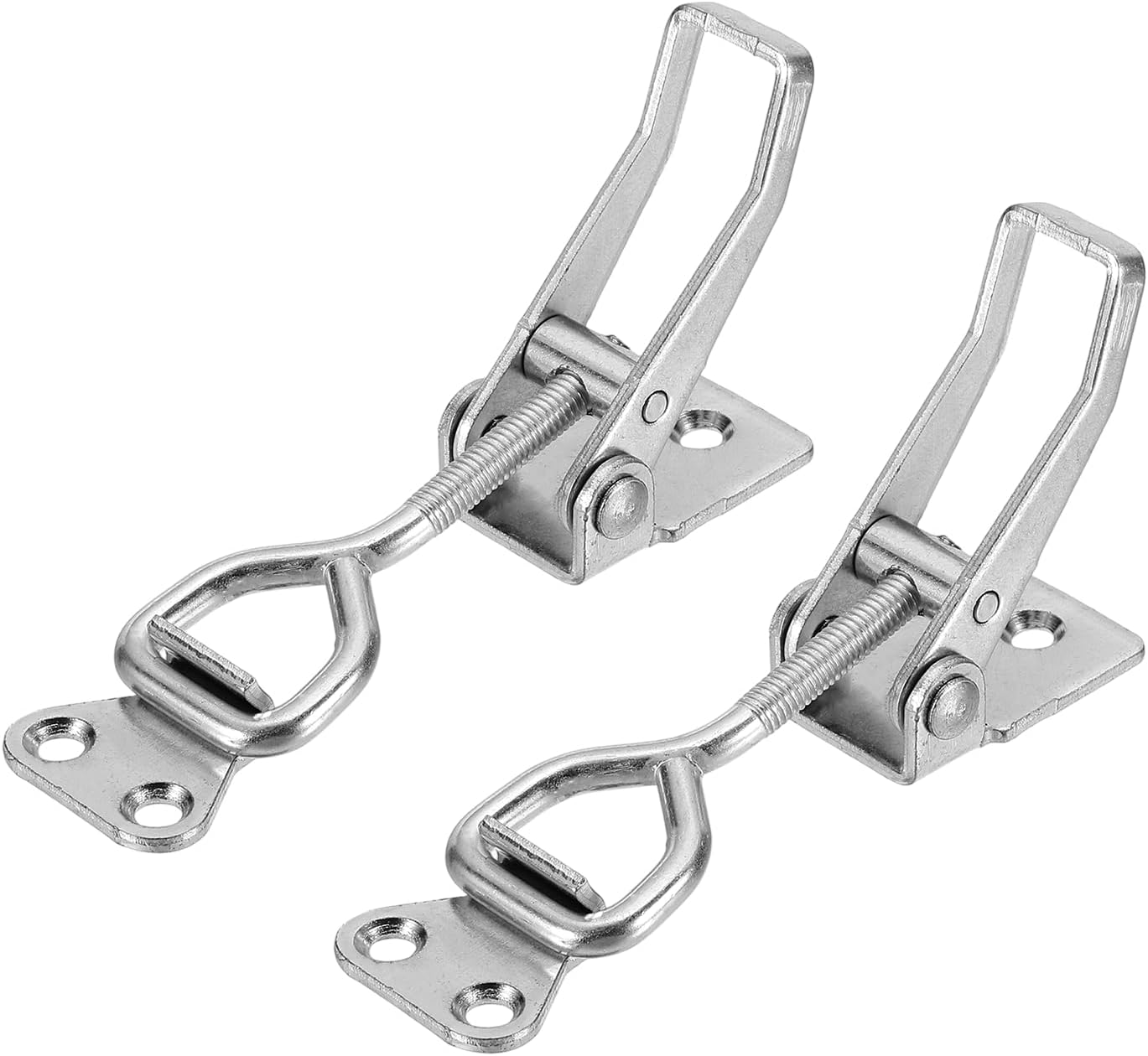 HARFINGTON 2pcs Adjustable Toggle Clamp M6 x 34mm 396lbs Holding Capacity 4002 Style Quick Release Pull Latches Clamps Hasp for Smoker Lid Jig Tool Box Case, Silver