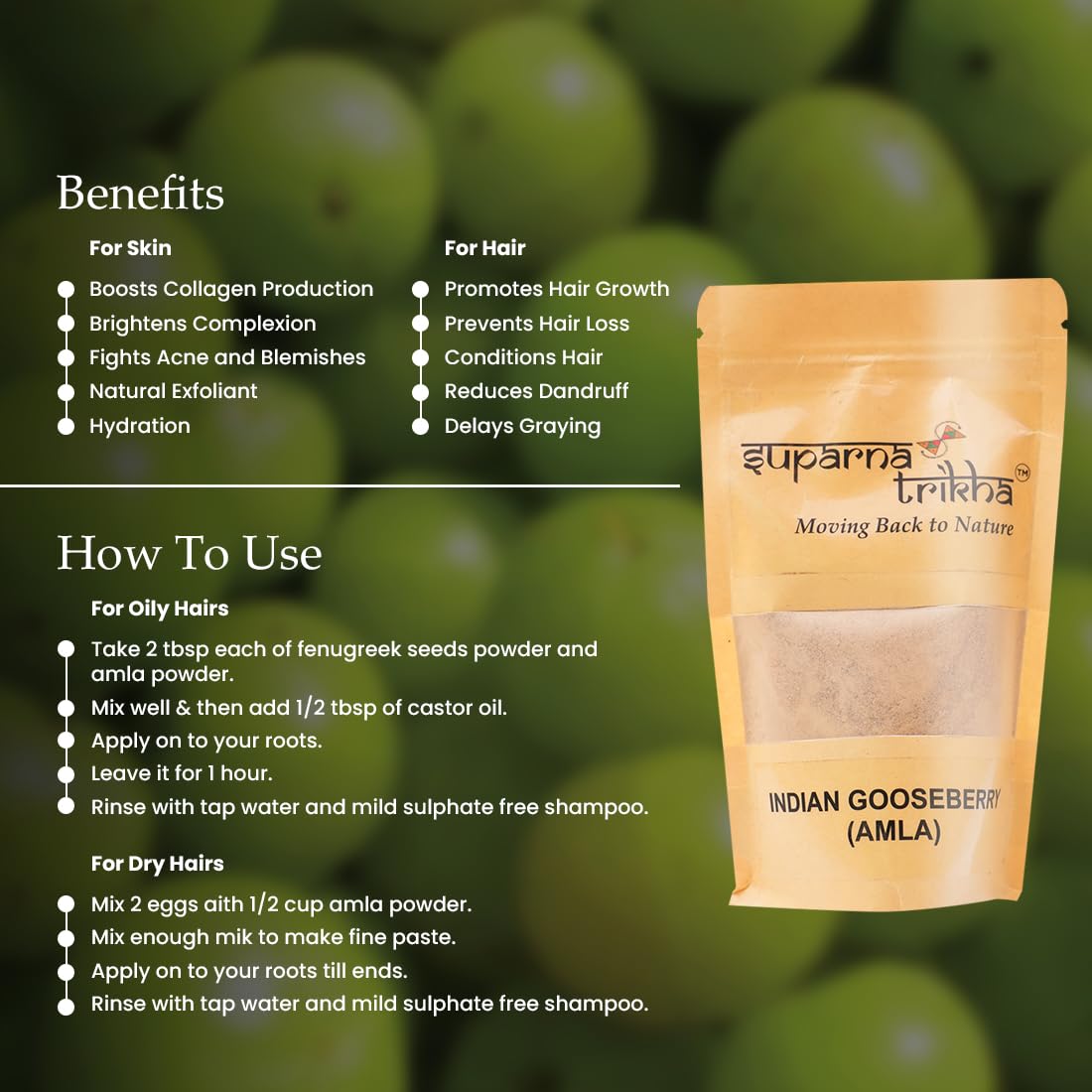Amla Powder | Pure Indian Gooseberry for Hair & Skin | Vitamin C & Antioxidant Rich | Strengthens Roots, Fights Dandruff & Greying, Clears Acne - 200g — Amazon image 3