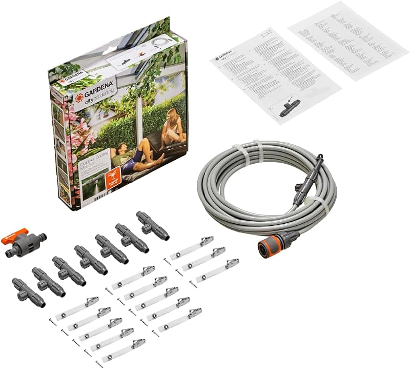Gardena City Gardening Cooling Mist Set: Mist Sprayer for Cooling on hot Summer Days on Balconies/terraces; tap Connection, Low Water Consumption, can be Permanently Installed (13135-20)