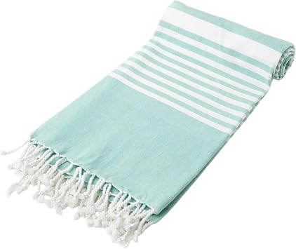 Oversized Turkish Beach Towels - Large Quick Dry, Sandfree, Thin & Lightweight, Peshtemal Towels of 100% Organic Cotton - Mediterranean - Teal 71"x37"