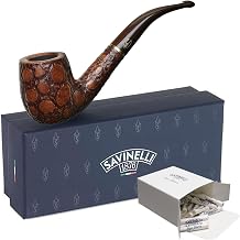 Savinelli Alligator Brown 606 KS + 6mm Filters, Italian Handmade Wood Briar Pipe Set