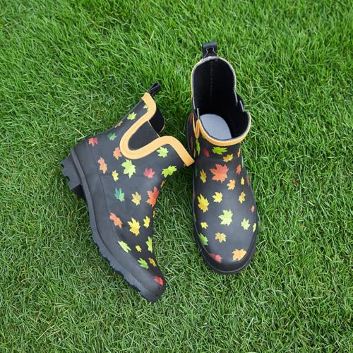 Image of SWIFTFROG Rain Boots for Women - Waterproof Ankle Garden Shoes Anti-Slipping Floral Printed Rainboots for Ladies Stylish Light Ankle Rain Shoes, Women's Rain Footwear