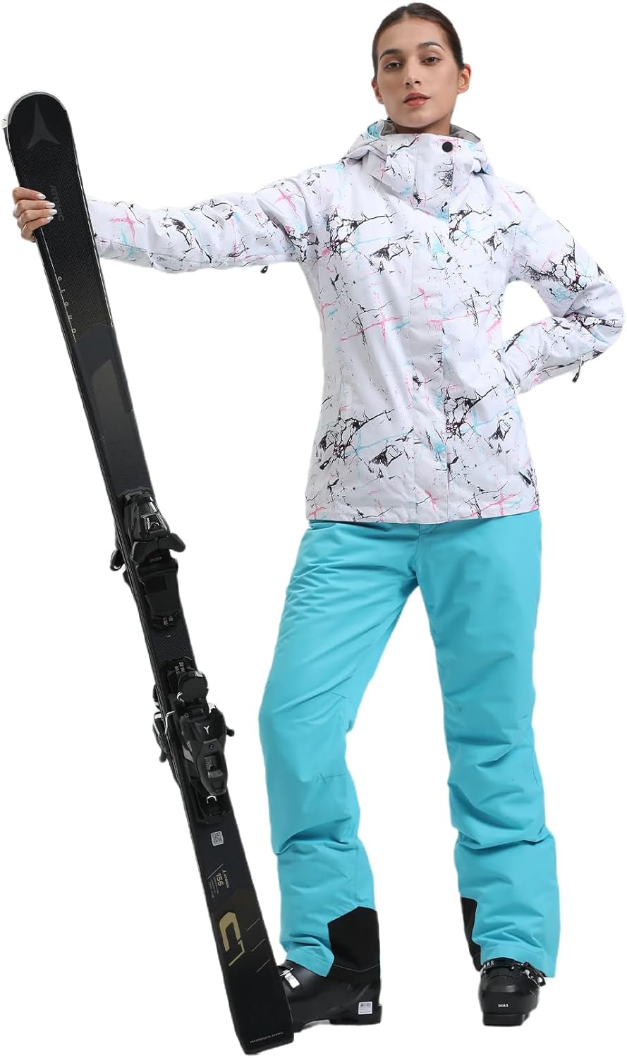 GSOU SNOW Women's Ski Jackets and Pants Set Snowboarding Snowsuit Snow Coat Hooded Waterproof Windproof - Image 3