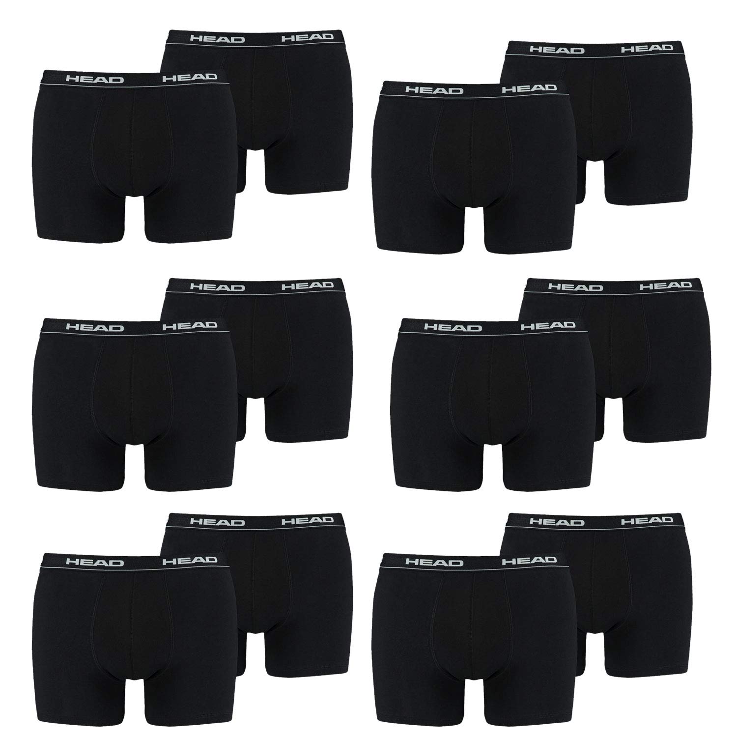 HEAD 12 er Pack Boxershorts/Schwarz/Size L/Herren Unterhose
