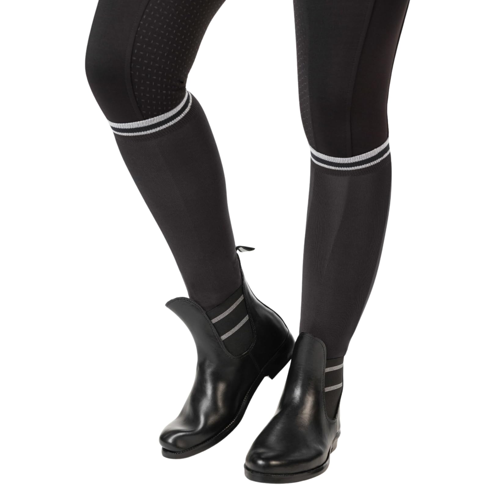 HKM - Jodhpurgummistiefel Style Lurex | Gummistiefeletten für Damen, Herren & Kinder | Regenstiefeletten mit Elastikeinsatz | wasserdichte Jodhpur-Stiefelette in Schwarz | Größe 30-45
