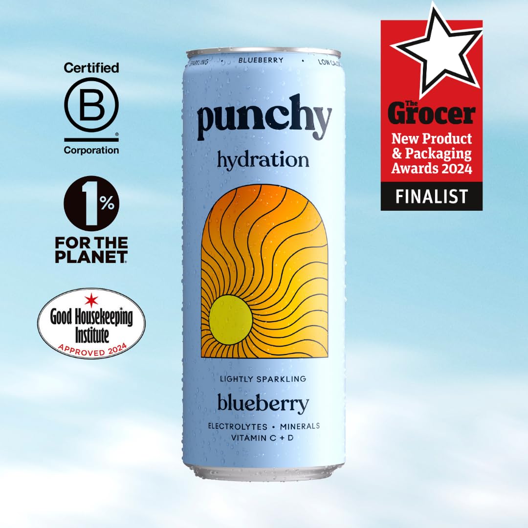 Punchy Drinks - Blueberry - Everyday Hydration, Essential Electrolytes Minerals Vitamins Real Fruit Supports Immunity Caffeine Free Aids Muscle~p133992197