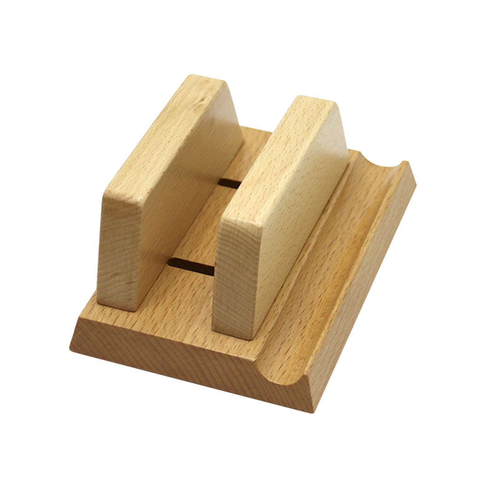 Support PC vertical en hêtre et noyer pour bureau
