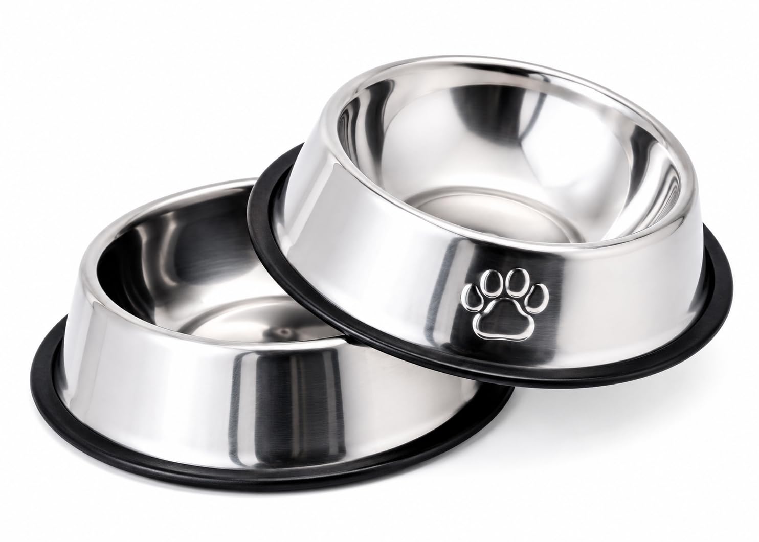 Kit 2 Comedouros para Cachorro e Gato em Aço Inox Antiderrapante 15cm / 300 ml Tigela