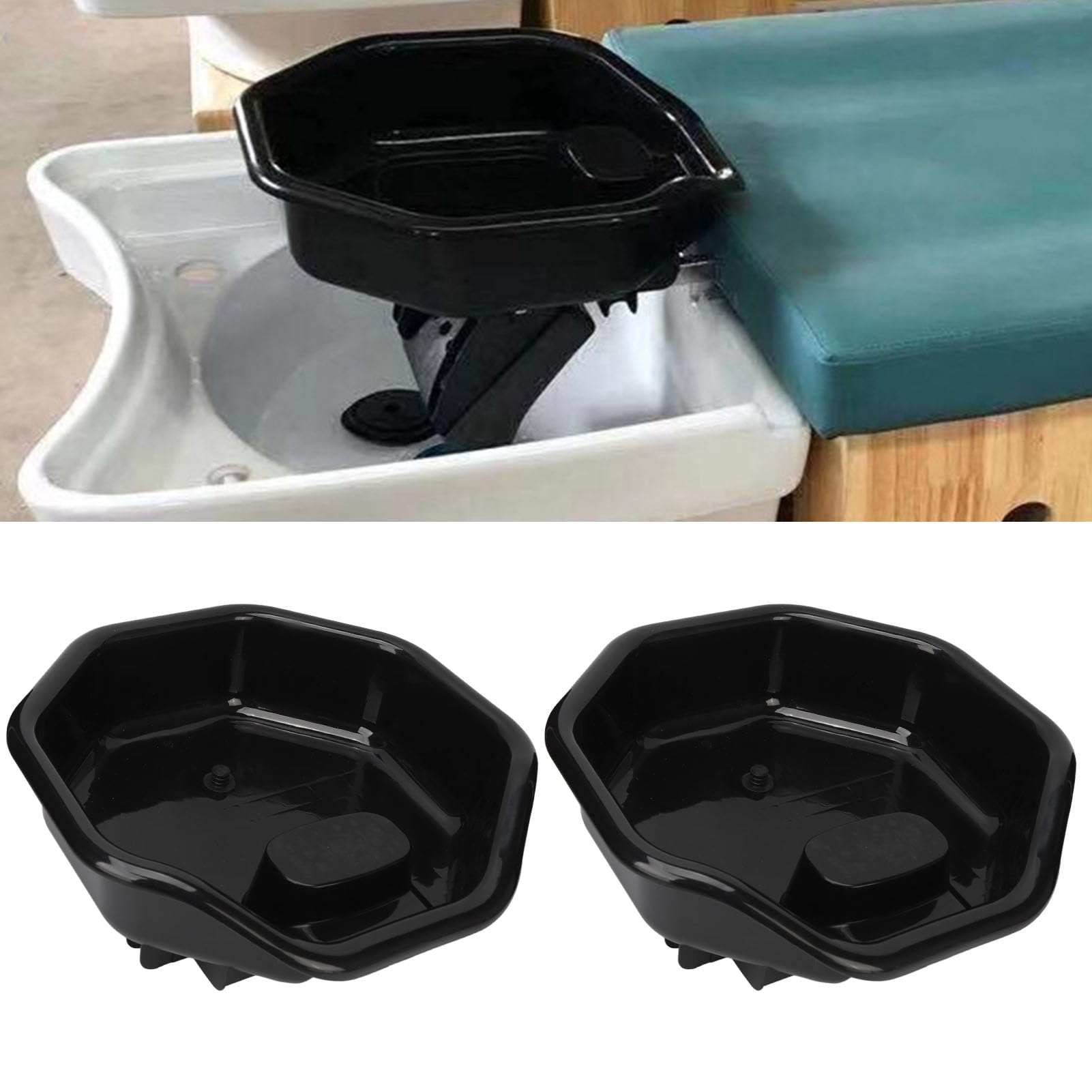 Haarwaschbecken, Shampoo-Schüssel, 5 Stück, ergonomische Kopfstütze, tragbar, leicht, für Salon, Spa, Zuhause, Haarpflege, Behandlung, Kunststoff, Gummi