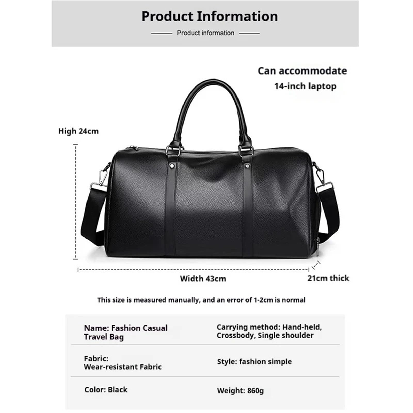 Borsone da Viaggio Borsa da viaggio unisex di grande capacità Borse palestra sportive for donne Borsone notturno con scomparto for scarpe