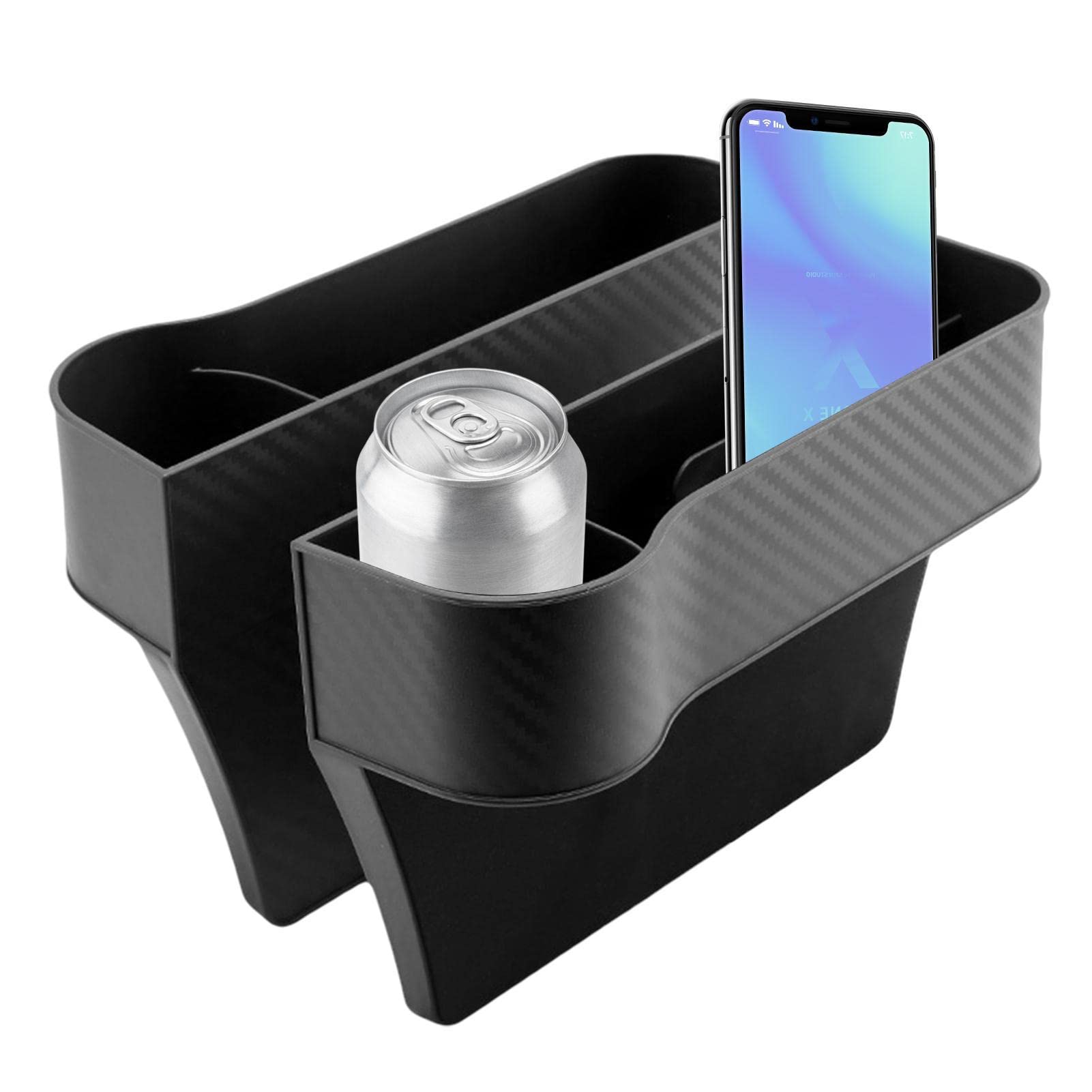 Hitburu Black Car Seat Gaps Organiser | 2 Pack Car Seat Gaps Storage Organizer, Car Seat Side Gaps Filler Leak Proof Storage Organizer, Seat Crevice Slit Pockets, Storage Box For Car Seat Catcher
