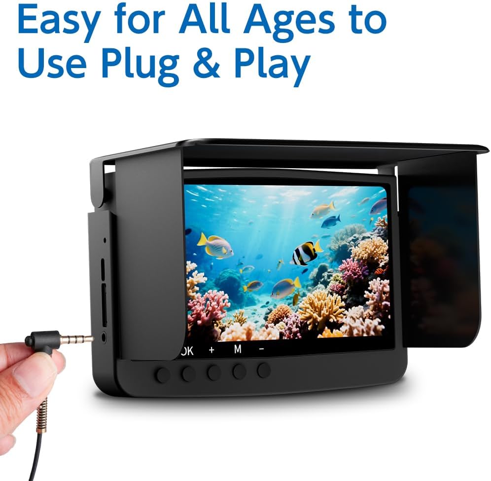 Underwater Fishing Camera Infrared Night Fishing Camera 5-inch HD Screen Equipped with 66-Foot About 20 Meters Cable 10000mah 10 Hours Battery Life for Ice Lake Sea Boat Kayak Fishing Fish Finder