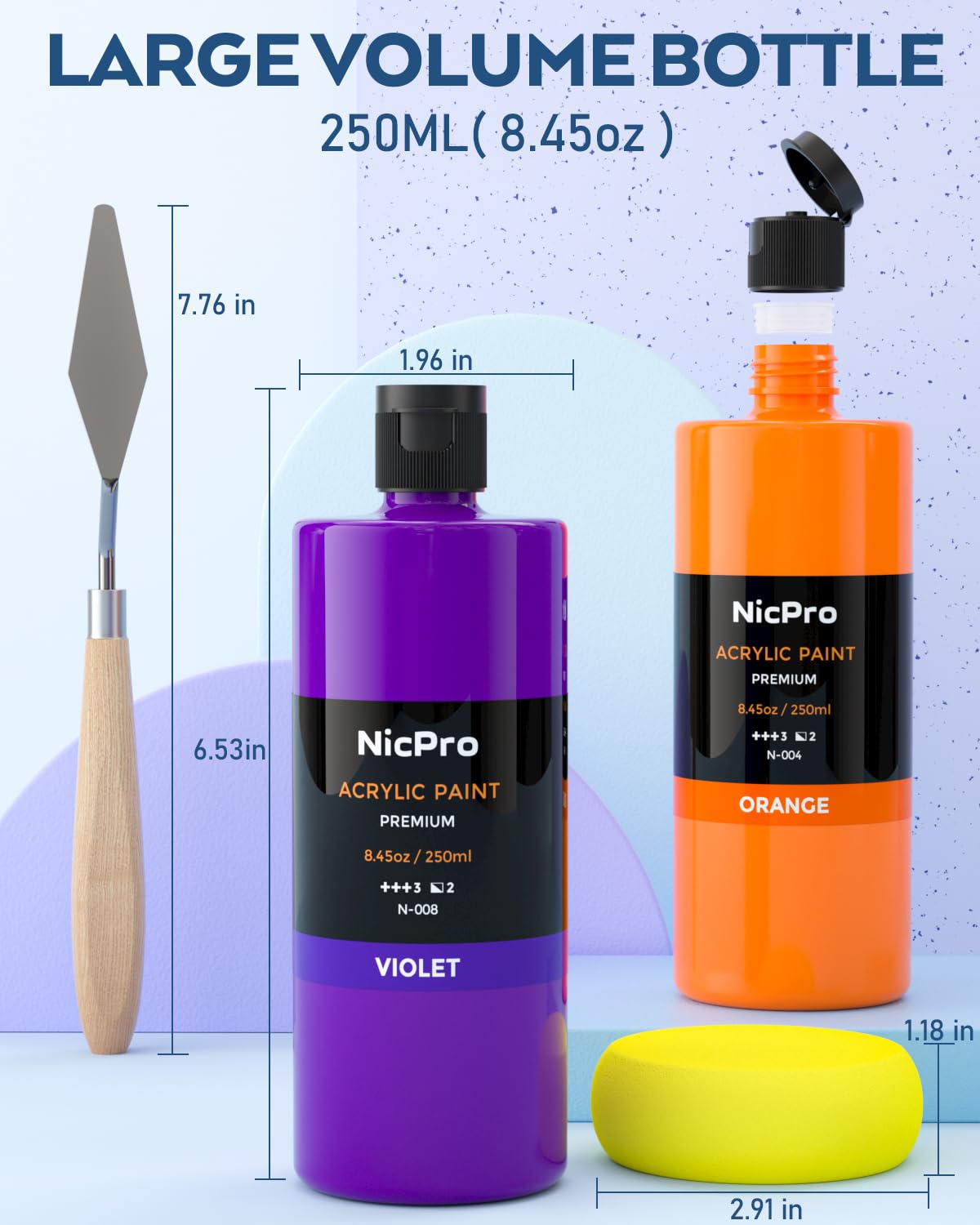 Amazon | Nicpro 24色 ラージ バルク アクリル絵の具セット (8.5オンス