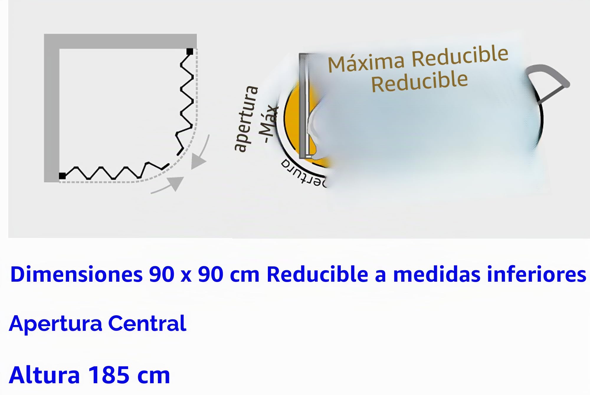 Forte BXF145001 Cabina de Ducha plegable semicircular Apertura Central 90-70x90-70 reducible, Color Blanco