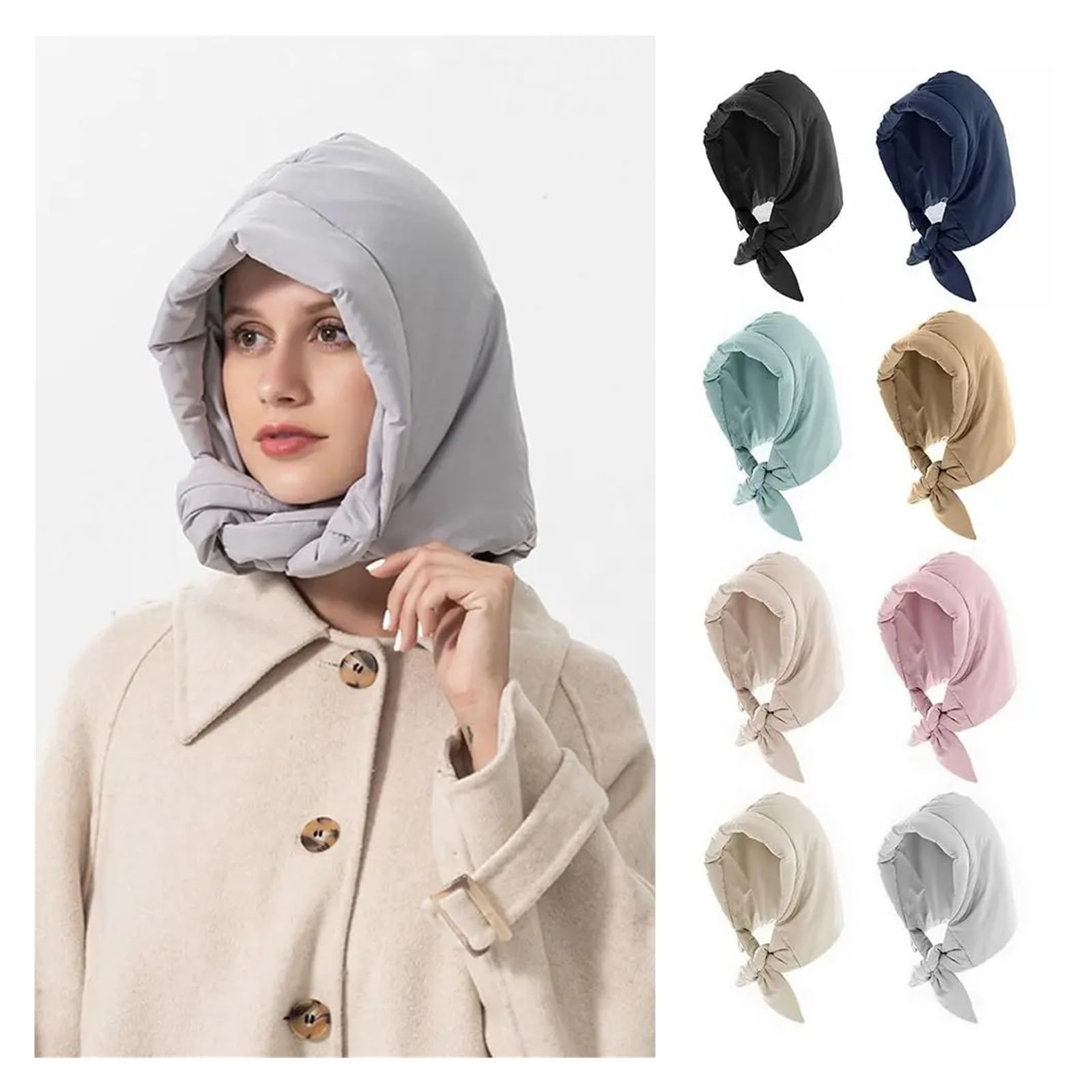 Plumón Sombreros Pañuelo de invierno for la cabeza, chal cálido, capucha, bufanda de algodón, Puff triangular, bufanda for mujer, sombrero grueso a prueba de viento, capucha for cuello al aire libre (