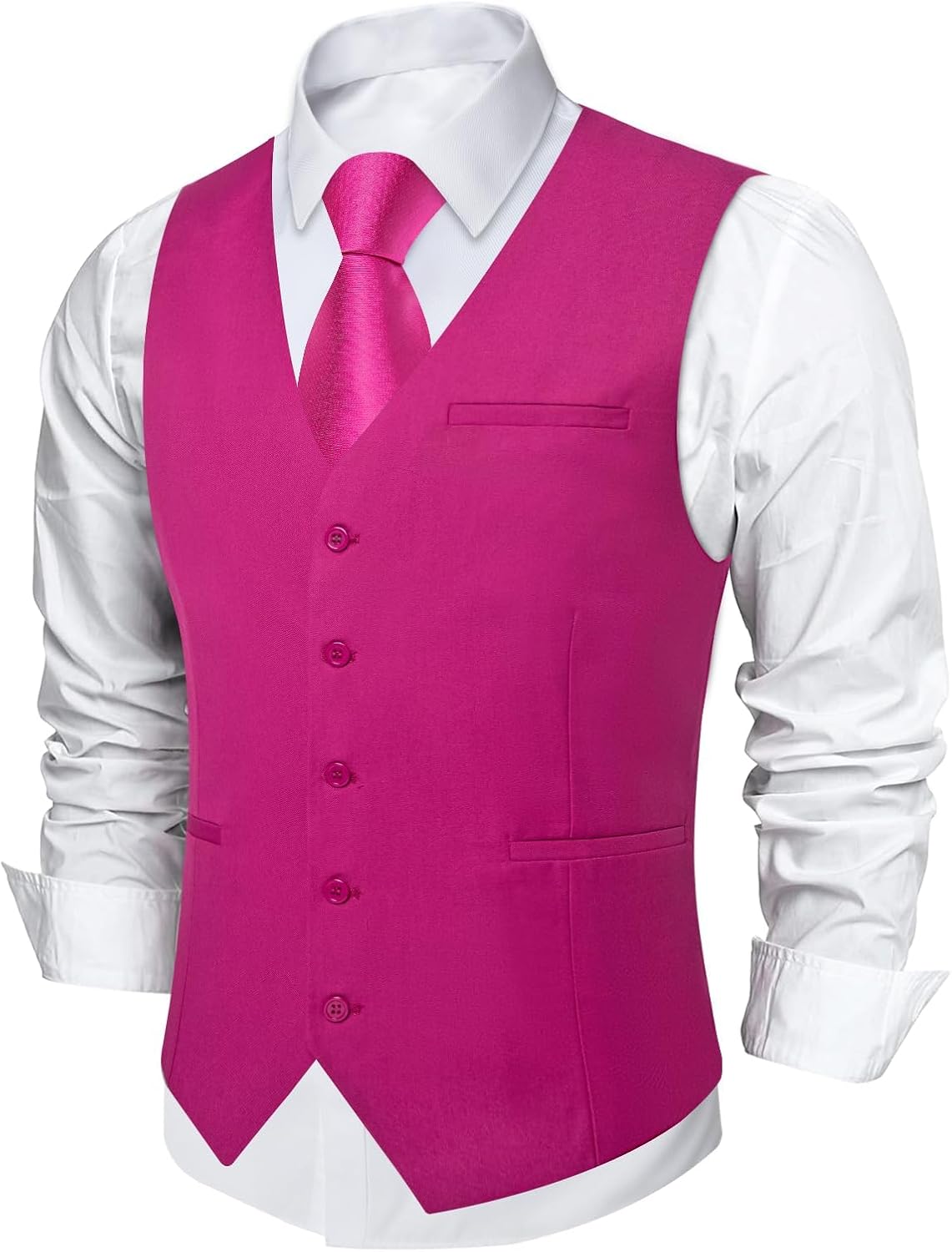 DiBanGu Men's Formal Suit Vest Solid Business Vest Slim Fit V-Neck Dress Waistcoat for Suit or Tuxedo Wedding Party