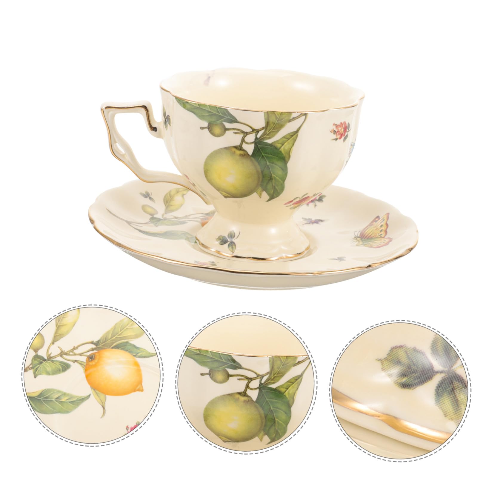 Vintage Cappuccino Tasse mit Untertasse, Keramik, 1 Satz für Zuhause
