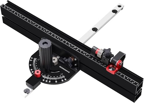 GOINGMAKE Table Saw Miter Gauge with Micro Adjust Flip Stop and 13 Precision Angle Position Stops, Miter Gauge for Table Saw with 18 Inch Fence for Crosscut and Miters, Fits 3/8" x 3/4" Slot