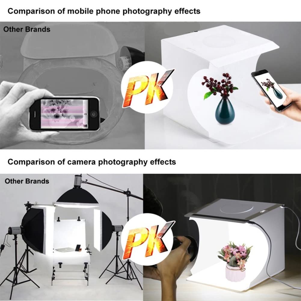 FLAA Photo Studio Light Box 20cm Pieghevole Fotografia Da Tavolo Led Photo Shooting Tenda Kit,portatile Casa Photo Box Con 6 Sfondi Colore Per Piccoli Articoli