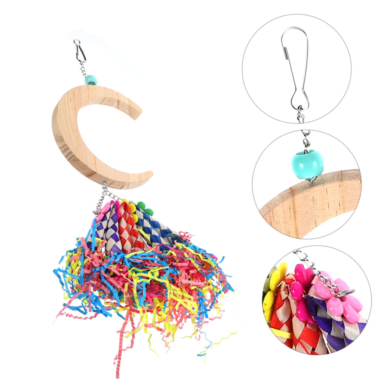 GALPADA 2Pcs Moon Shaped Parrot Swing Bird Stand for Cage Fun Exercise Accessory for Parakeets Cockatiels Budgies and Conures Chewing