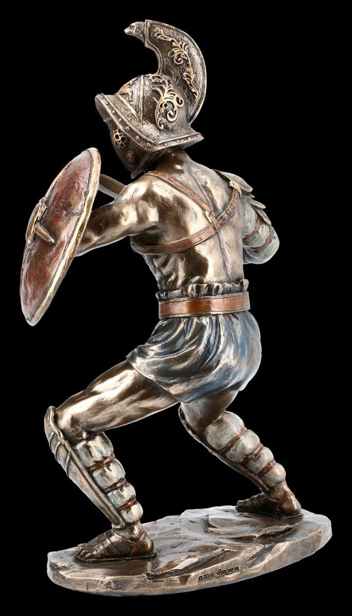 Unbekannt Romana Gladiatore Figura - Murmillo IN Campo Con Spada E Casco Veronese Figura-Decorativa, Articolo Decorazione, Scultura, Statua, H 24,5 CM