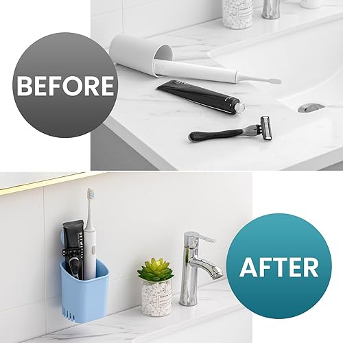 Vista 55 de TAILI Soporte para cepillo de dientes de succión, paquete de 2 unidades, soporte de repuesto para cepillos de dientes de ducha para pared, potente