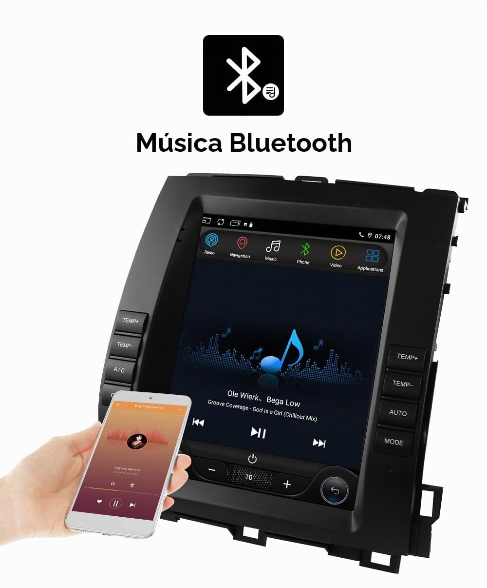 Android 14 - Radio de coche para Toyota Land Cruiser Prado 120 / Lexus GX470 2002-2009 4 núcleos 2 GB y 64 GB de memoria, compatible con coche inalámbrico / Android coche, control del volante, WiFi/4G