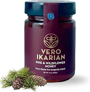 Greek Superherbs - Ikaria Honey, Pine & Wildflower 460g (16.2 oz) - 100% Organic, Raw, Unfiltered Blue Zone Longevity Honey with Earthy Flavor - Antioxidant Rich for Wellness, Energy & Immunity Support