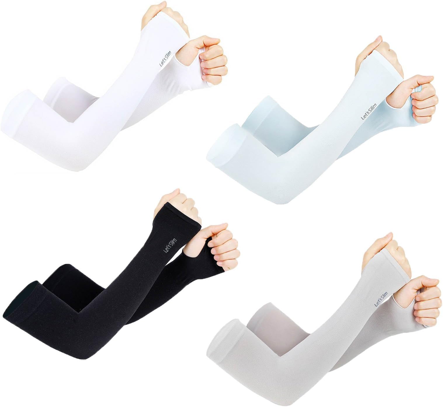 FVIZAL4 Pairs UV Protection Cooling Arm Sleeves for Men&Women to Cover Arms to Protect Your Skin From Sun Exposur, Summer Sun Arm Cover Sleeves Tattoo Cover for Cycling Running Basketball Hiking 4 Colors