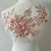 3D Embroidered Patches Nail Bead Tulle Applique Flower Patch for Clothing Wedding Dress Lace C Fabric DIY Decoration (Citrus Powder)