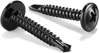 #8 x 1" Sheet Metal Screws 100Pcs 410 Stainless Steel Truss Head Fast Self Tapping Screws Black Oxide by SG TZH