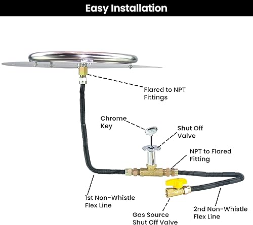 Miniatura 9 de Dreffco Kit profesional de sartén y anillo de acero inoxidable para quemador de fogata de gas natural, sartén de 36 pulgadas, anillo de 30 pulgadas,